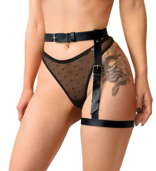 Гартер на ногу Art of Sex - Petra, натуральная кожа, размер XS-2XL, цвет черный photo 1