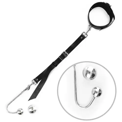 Анальный крюк 4 с ошейником из натуральной кожи Art of Sex - Anal hook, Черный photo 1