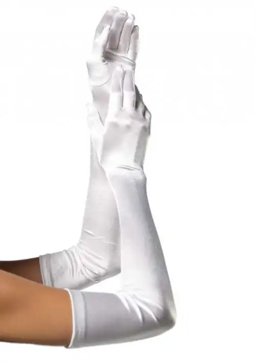 Перчатки EXTRA LONG SATIN GLOVES WHITE photo 1