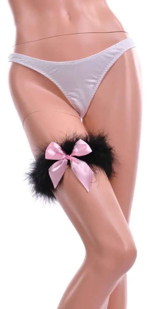 Подвязка на ногу MARABOU GARTER BLACK-PINK O-S photo 1
