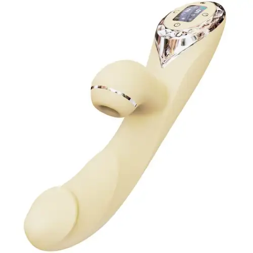 Вакуумный вибратор-кролик с подогревом KisToy A-King Pro Yellow, с LED-экраном photo 1