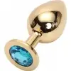 Анальная пробка SWAROVSKI BLUE, золотистая photo 2