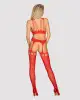 Бодистокинг Obsessive Bodystocking G313 S/M/L red, шнуровка, геометрический декор photo 4