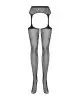 Сетчатые чулки-стокинги с цветочным рисунком Obsessive Garter stockings S207 S/M/L, черные photo 3