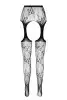 Эротические колготки-бодистокинг Passion ECO S001 black, с доступом, декор бабочки, подвязки photo 6