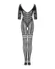 Сетчатый бодистокинг с имитацией подвязок Obsessive Bodystocking G329 S/M/L, black, с доступом photo 4