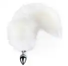 Металлическая анальная пробка с хвостом из натурального меха Art of Sex size M White fox photo 1