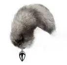 Металлическая анальная пробка с хвостом из натурального меха Art of Sex size M Artctic fox photo 1