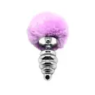 Металлическая анальная пробка Кроличий хвостик Alive Fluffy Twist Plug L Purple, диаметр 3,8 см photo 1