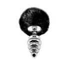 Металлическая анальная пробка Кроличий хвостик Alive Fluffy Twist Plug L Black, диаметр 3,8 см photo 1