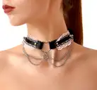 Сексуальний чокер Art of Sex - Karen из натуральной кожи, Черно/Розовый photo 1