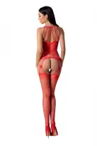 Бодистокинг с множеством бретелей Passion BS095 One Size, red, имитация пояса и чулок, с доступом photo 2