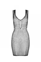 Мини-платье с вертикальным узором Passion BS097 One Size, white, плетение по бокам photo 3