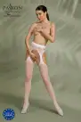 Эротические колготки-бодистокинг Passion ECO S002 white, с доступом, геометрическое плетение photo 3