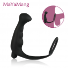 Черный массажер простаты с кольцом на пенис и вибрацией, водонепроницаемый photo 2