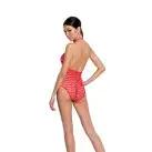 Бодистокинг в крупную сетку Passion BS087 red, открытая спина, халтер, с доступом photo 2