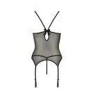 Корсет с пажами MELANIA CORSET black L/XL - Passion, трусики, полупрозрачный photo 4