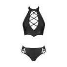 Комплект из эко-кожи Nancy Bikini black L/XL - Passion, бра и трусики с имитацией шнуровки photo 5