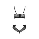 Комплект из эко-кожи с кружевом Loona Set black L/XL - Passion, бра и трусики photo 6