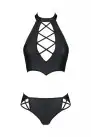 Комплект из экокожи Passion Nancy Bikini 6XL/7XL black, бра и трусики с имитацией шнуровки photo 3