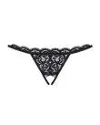 Кружевные танга с двумя отверстиями Obsessive 831-THC-1 crotchless thong L/XL, черные, бантики photo 3